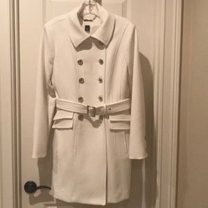 White House Black Market White Trench Coat